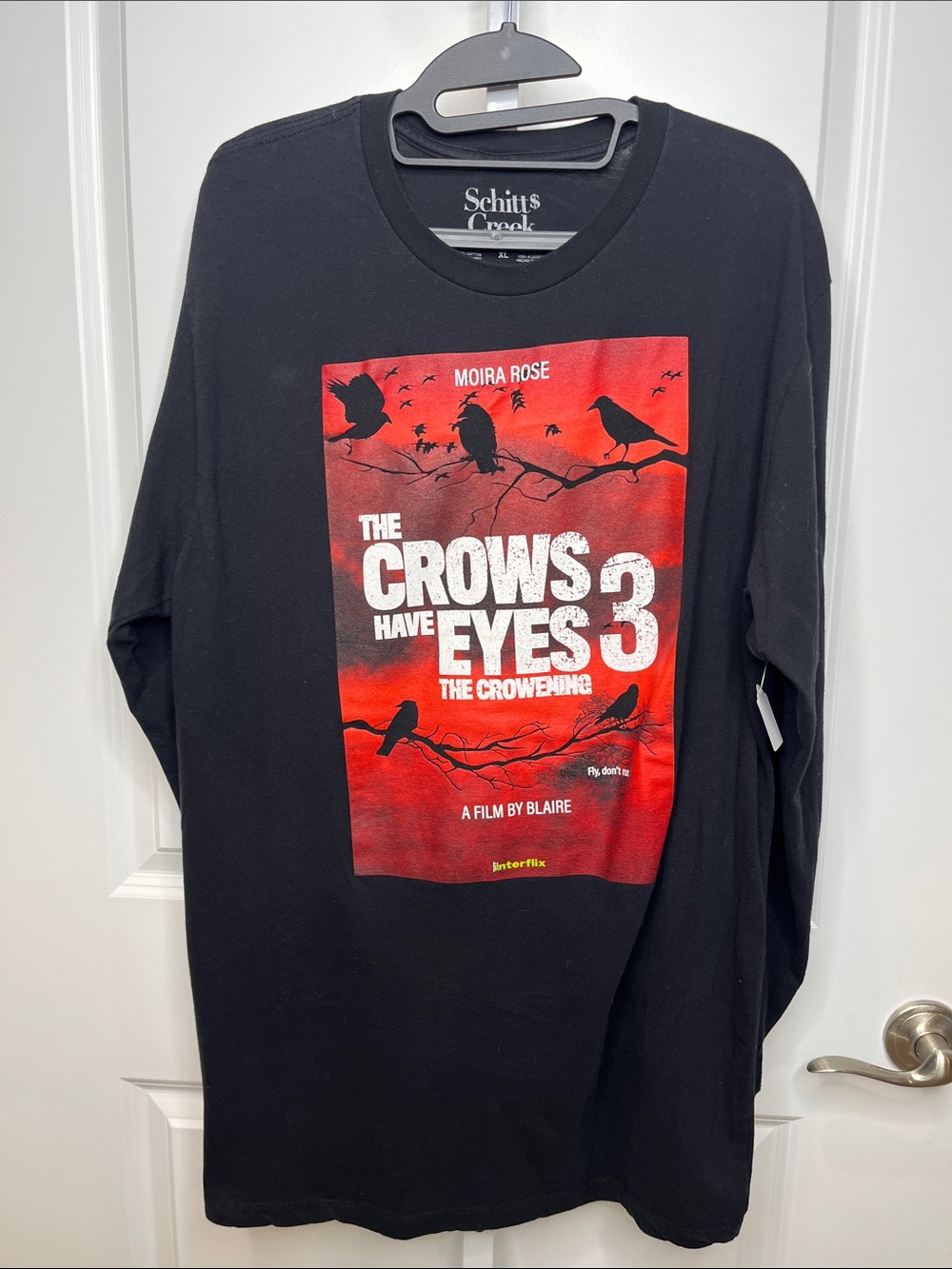 Moira Rose Schitts Creek The Crows Have Eyes 3 Black Long-Sleeve Graphic Shirt